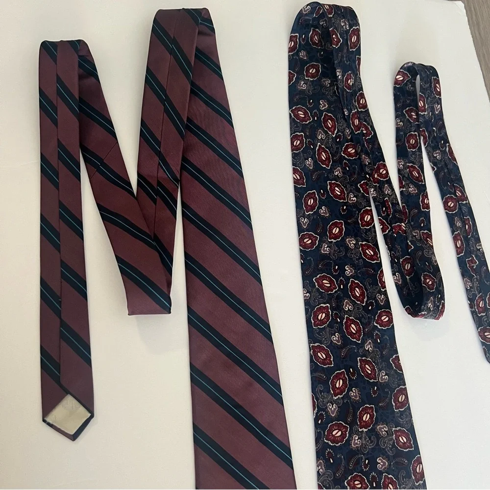 Christian Dior, All Silk, Made in USA,‎ Striped and Patterned Ties Set of 2
